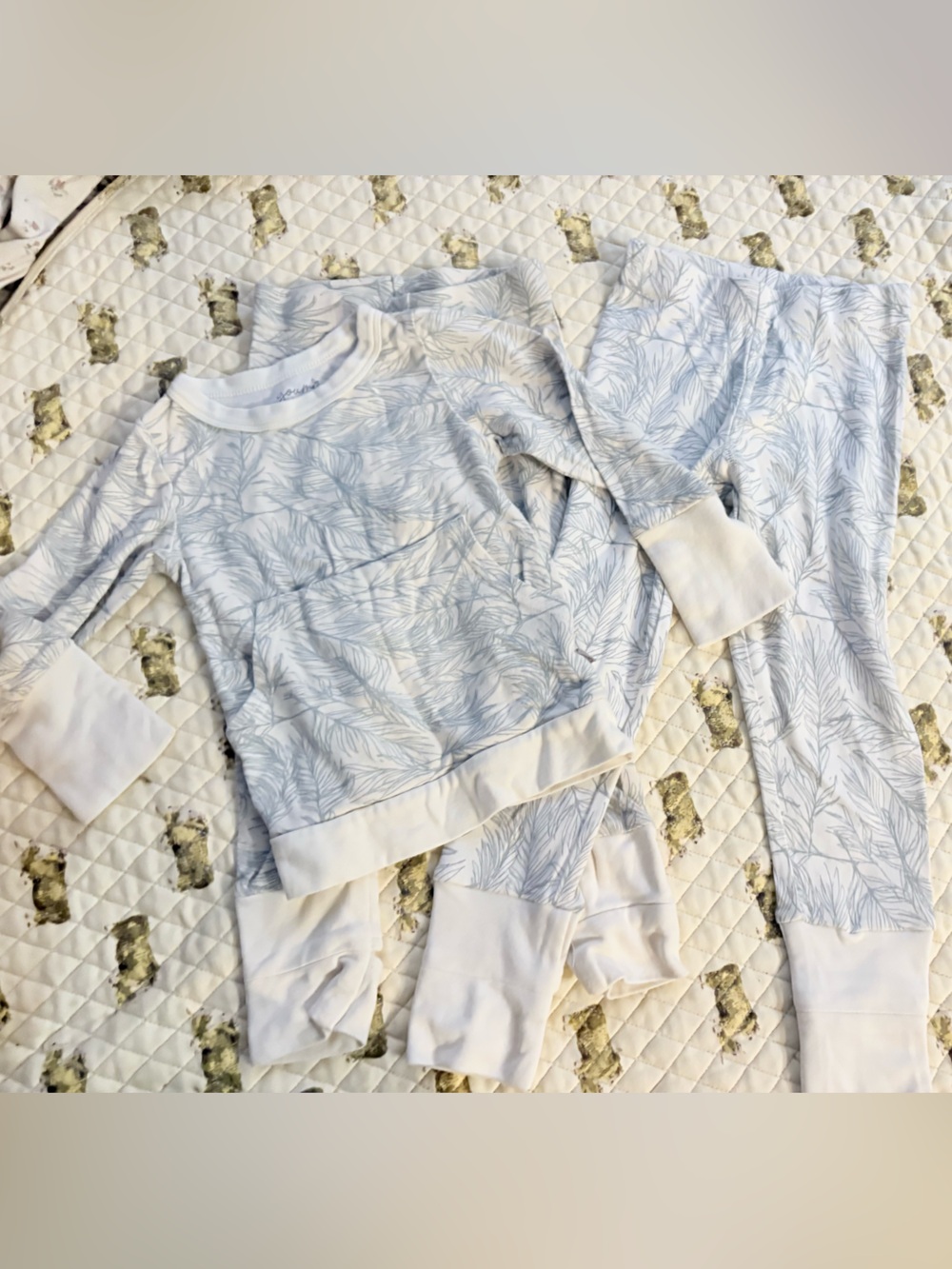 Goumi Soft Blue Leaf-Print Kids Pajama Set - Long Sleeve Top &  Pants 🌵3T